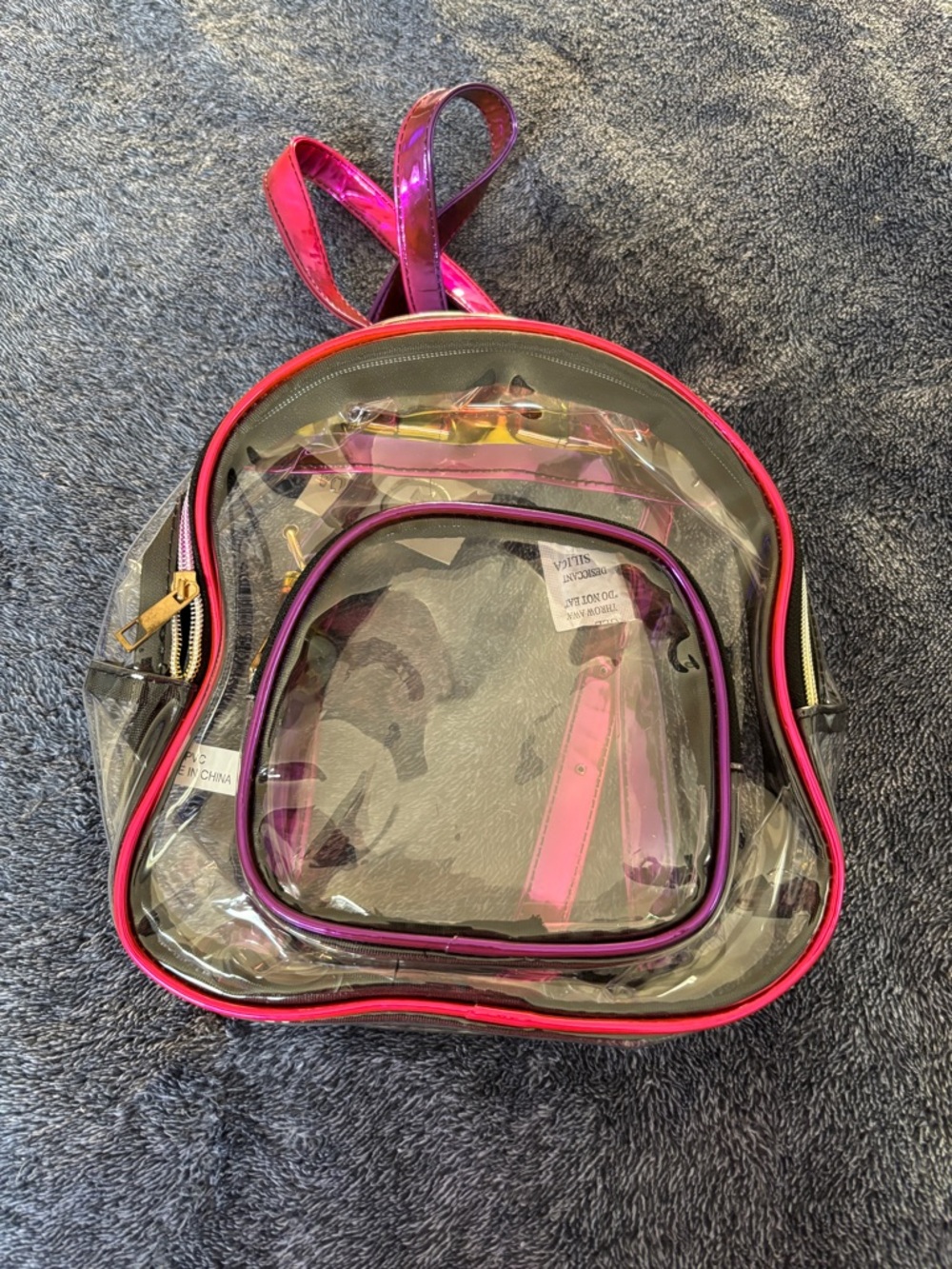 Clear Backpack with Hot Pink Trim